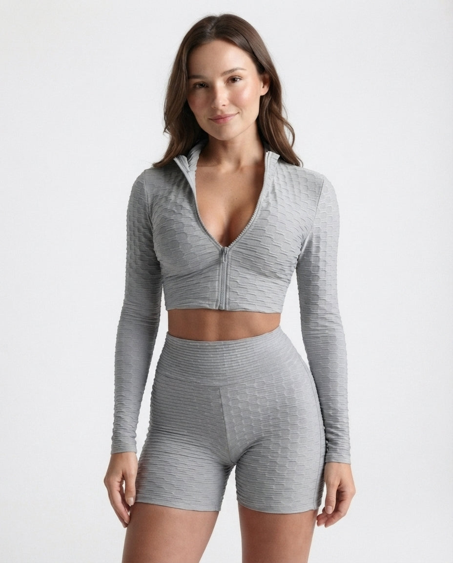 Textured Zip Up Lounge Set
