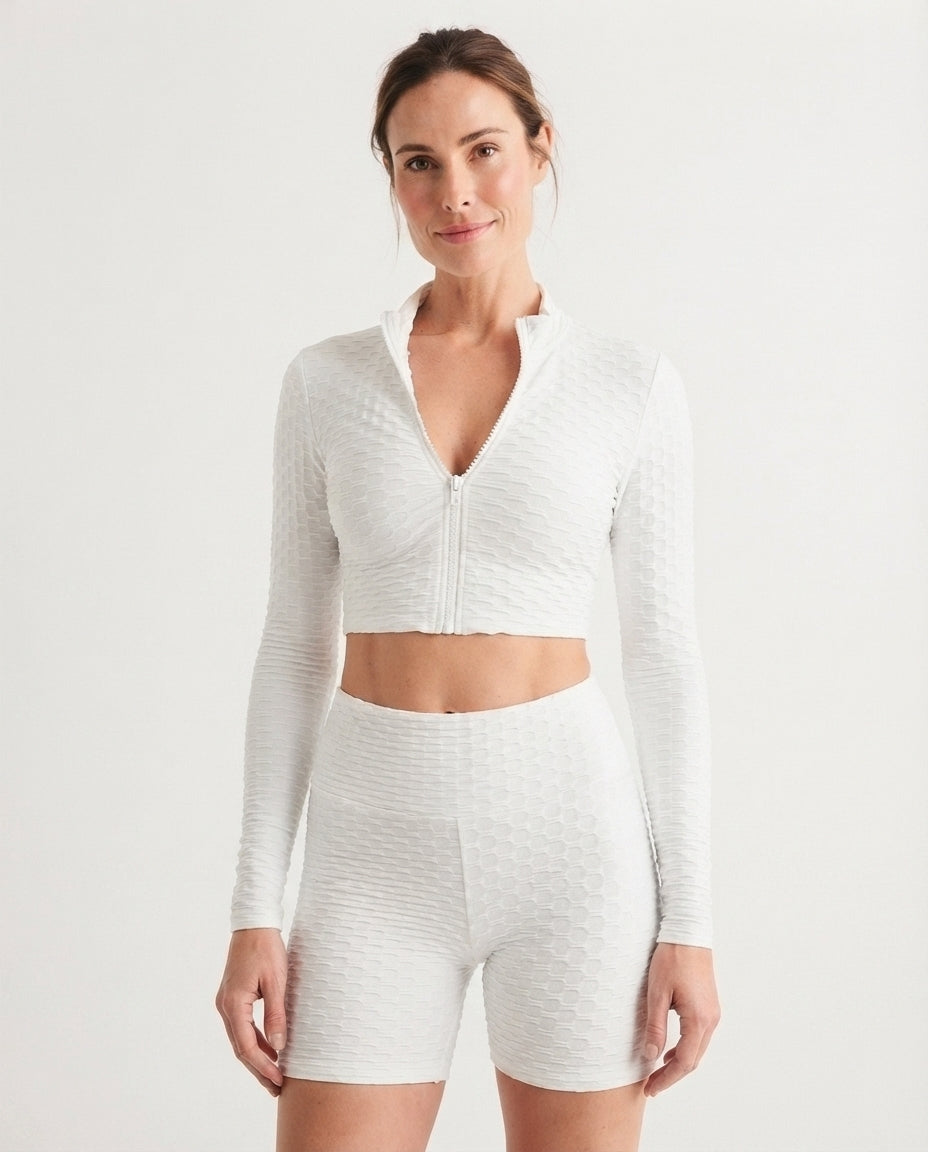 Textured Zip Up Lounge Set