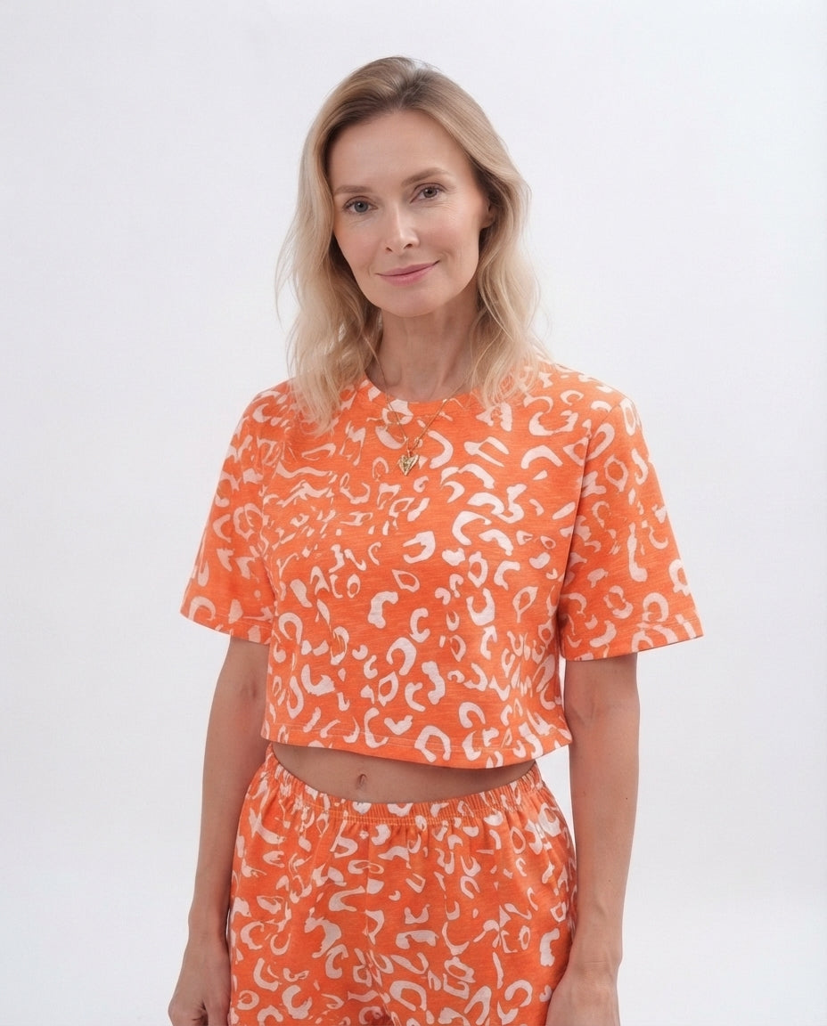 Printed Short Sleeve Lounge Set