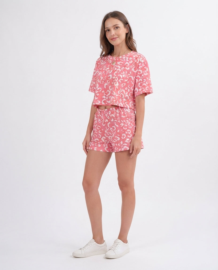 Printed Short Sleeve Lounge Set