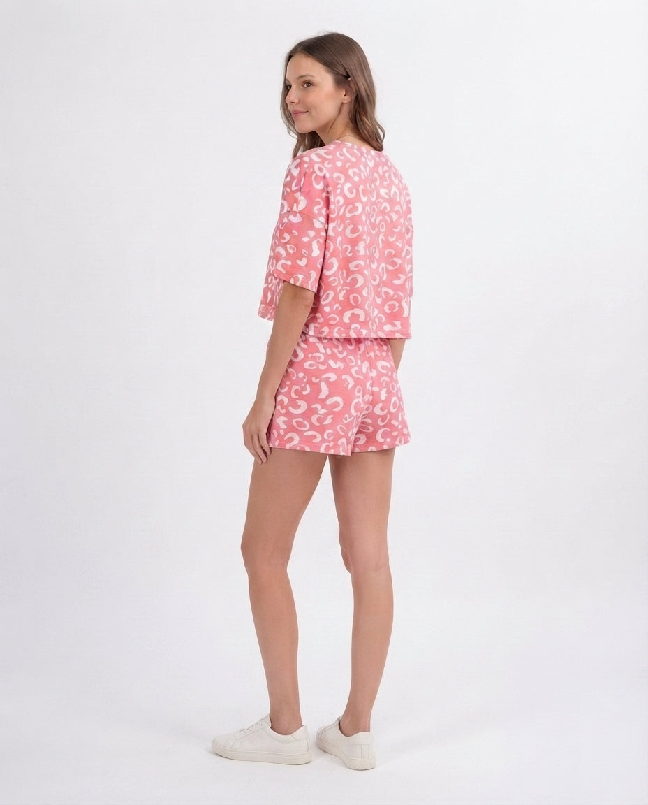 Printed Short Sleeve Lounge Set