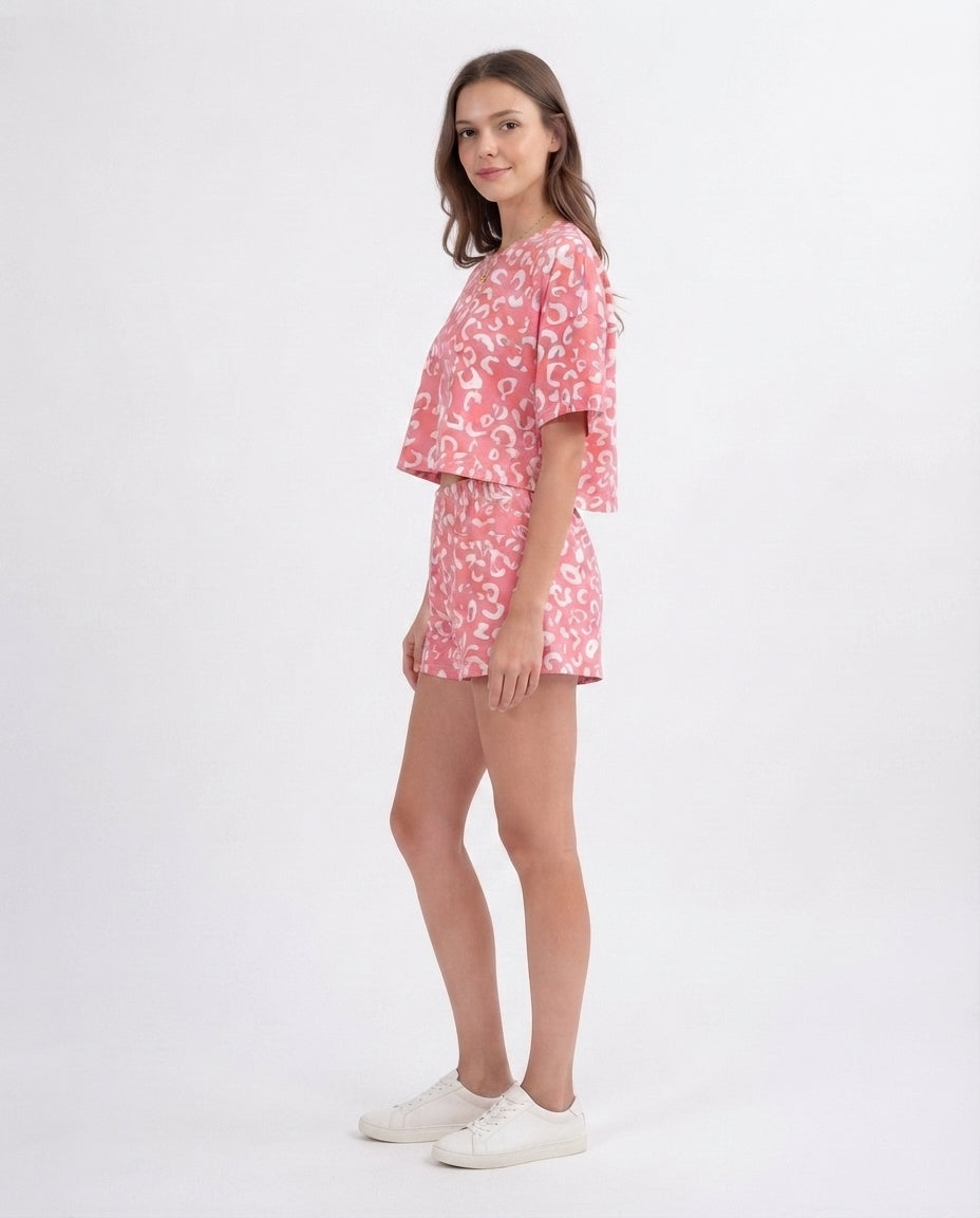 Printed Short Sleeve Lounge Set