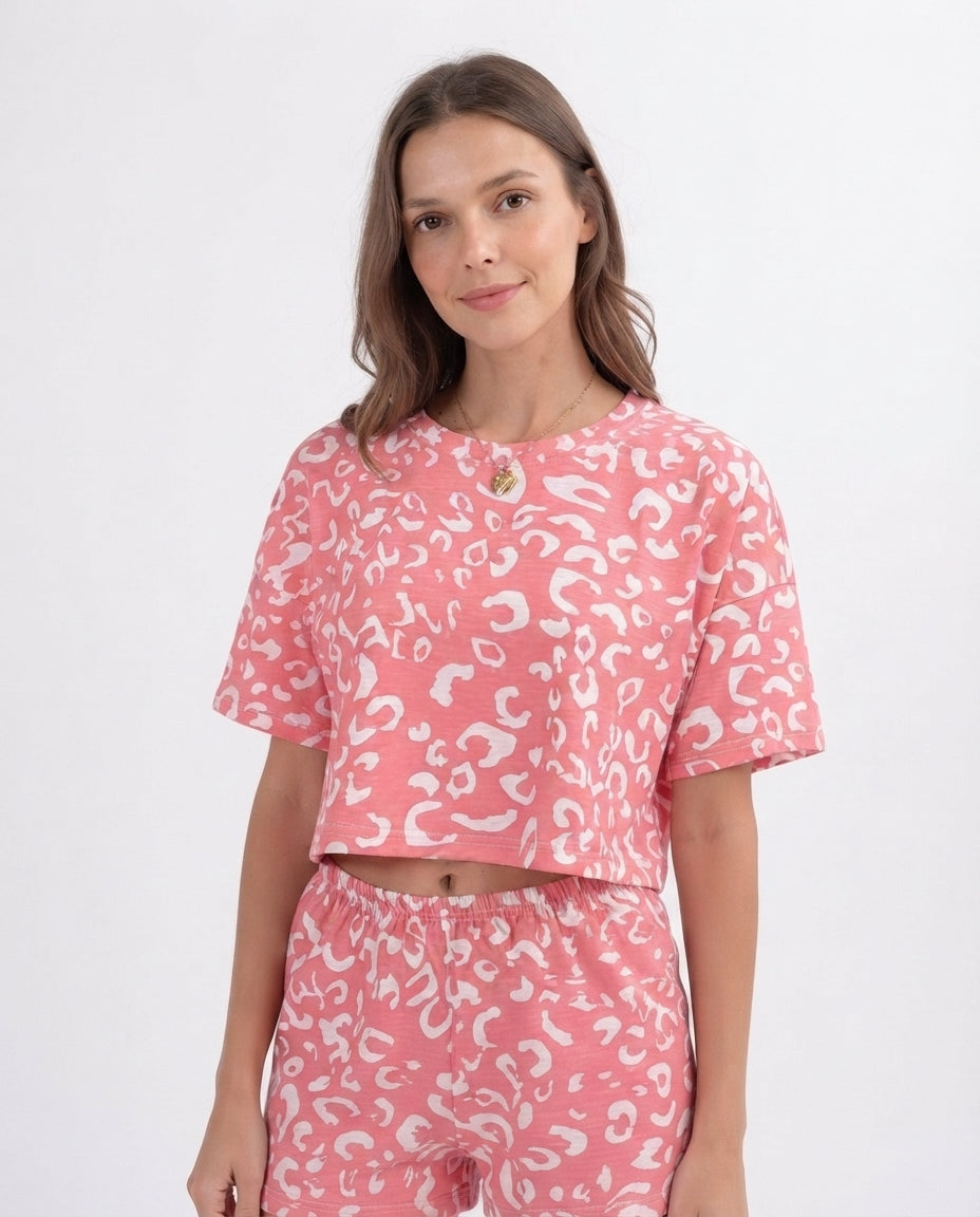 Printed Short Sleeve Lounge Set