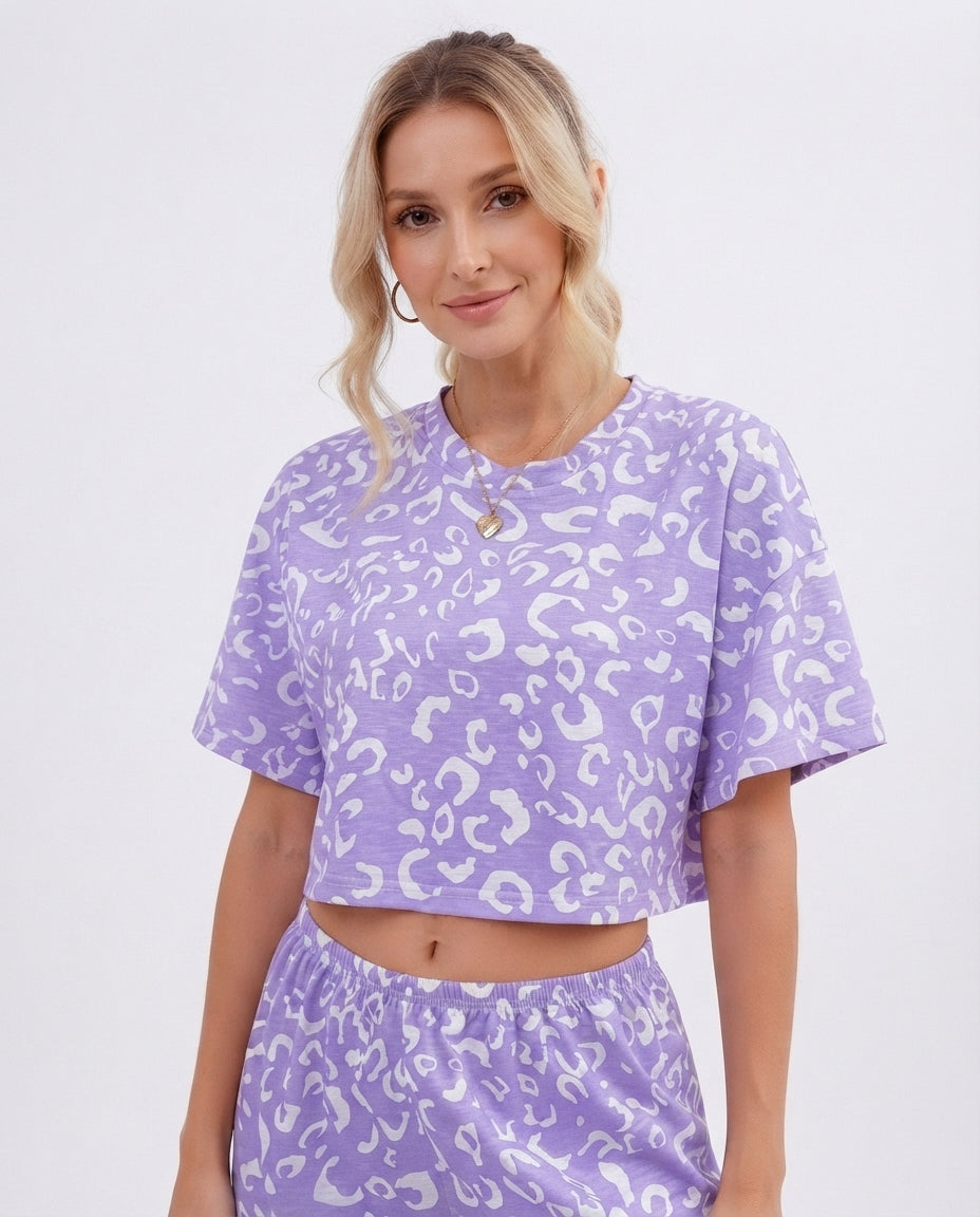 Printed Short Sleeve Lounge Set