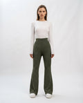 Ribbed High Waist Flare Trousers