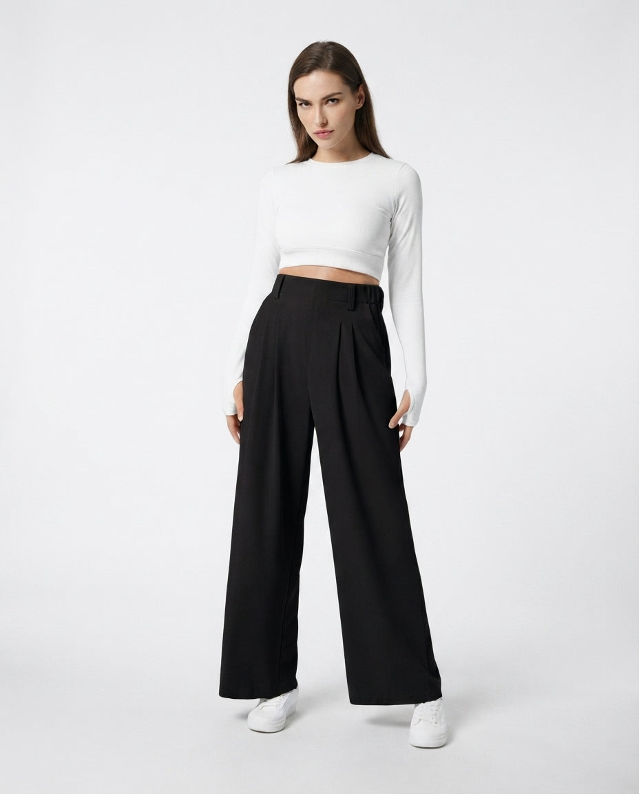 High Waisted Wide Leg Trousers