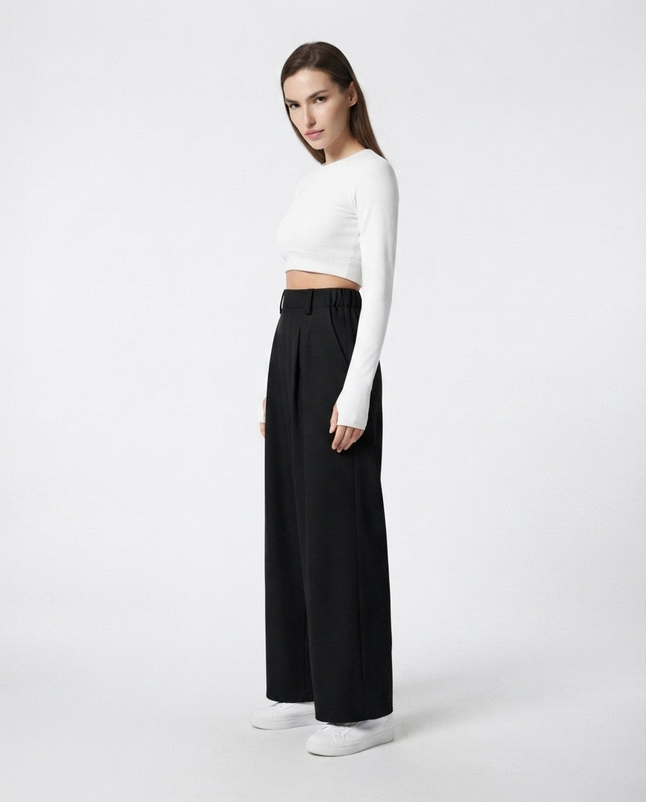 High Waisted Wide Leg Trousers
