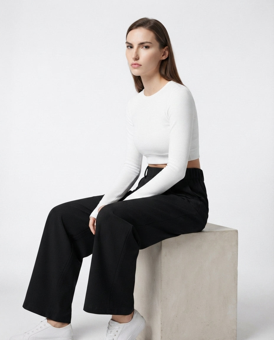 High Waisted Wide Leg Trousers
