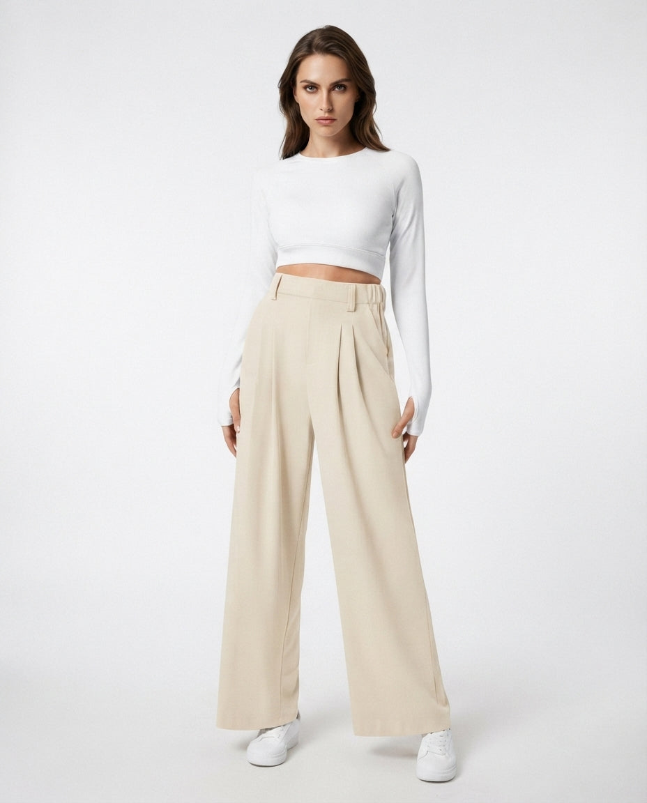 High Waisted Wide Leg Trousers