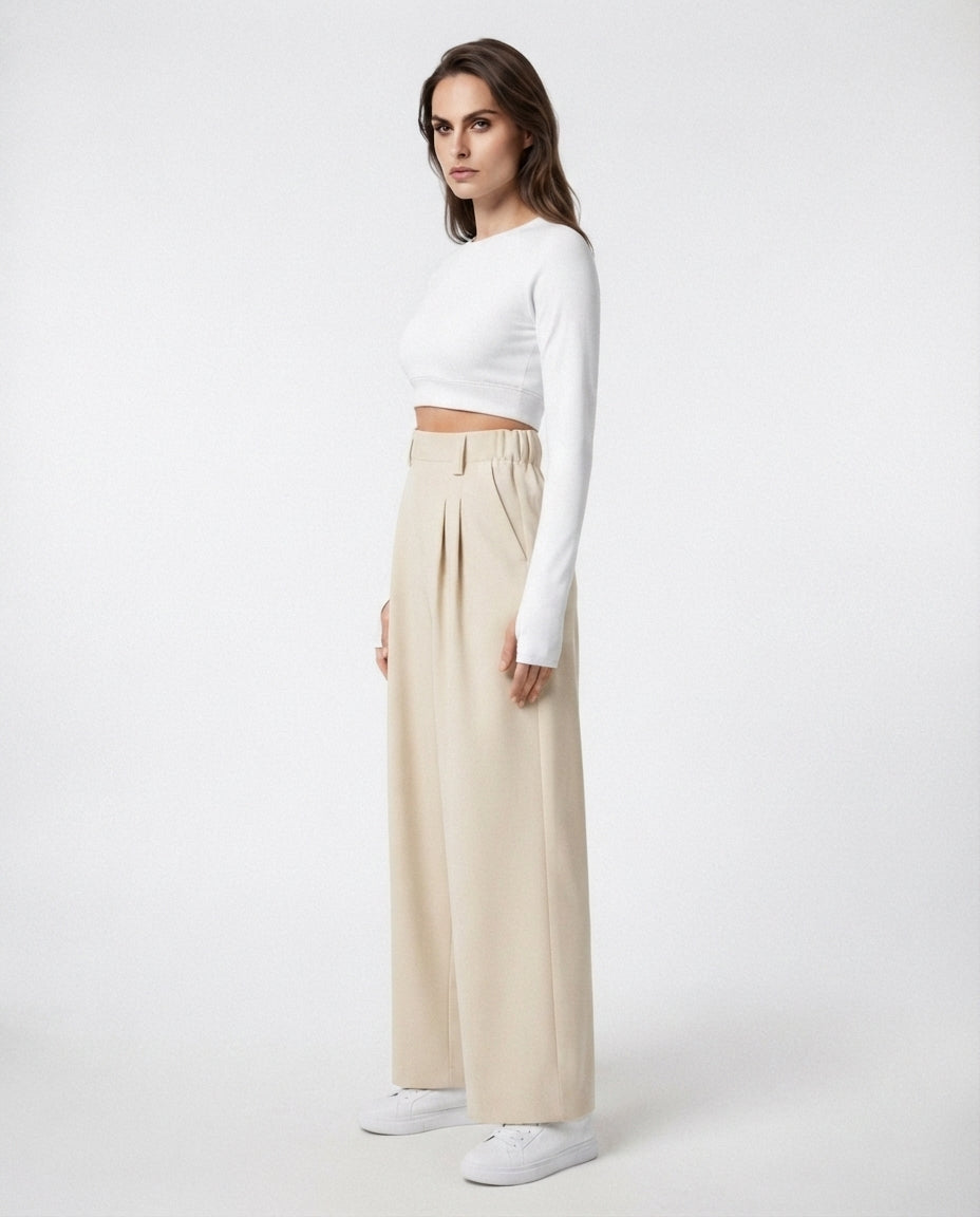 High Waisted Wide Leg Trousers