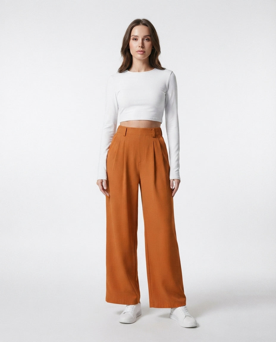 High Waisted Wide Leg Trousers