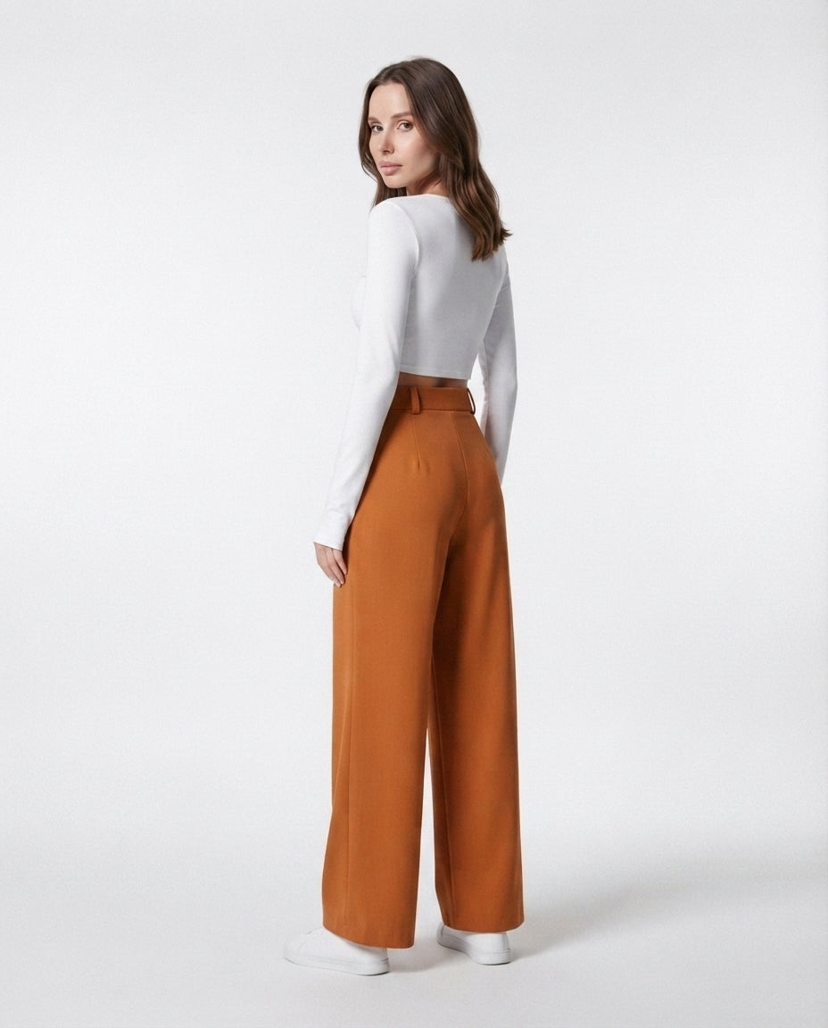 High Waisted Wide Leg Trousers