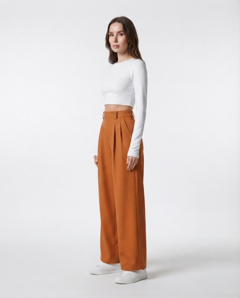 High Waisted Wide Leg Trousers