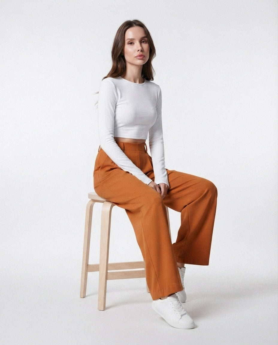 High Waisted Wide Leg Trousers