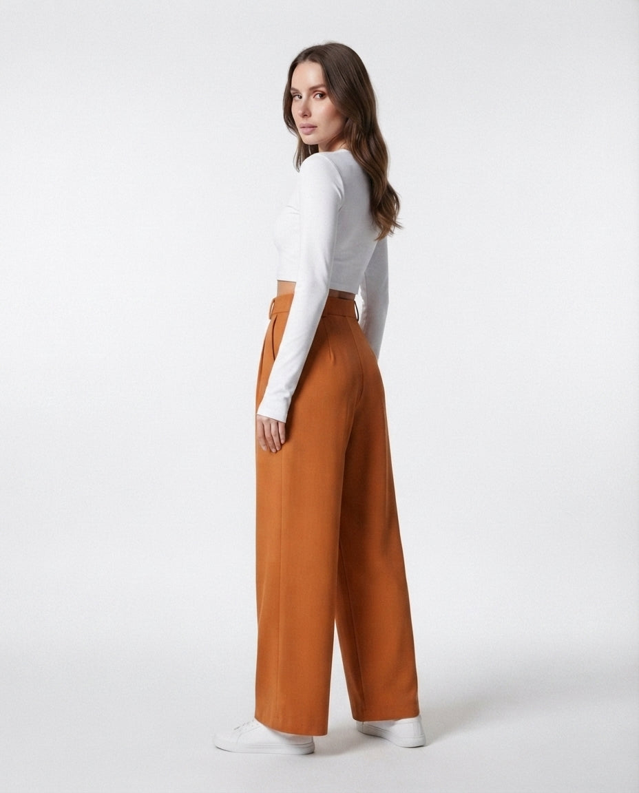 High Waisted Wide Leg Trousers