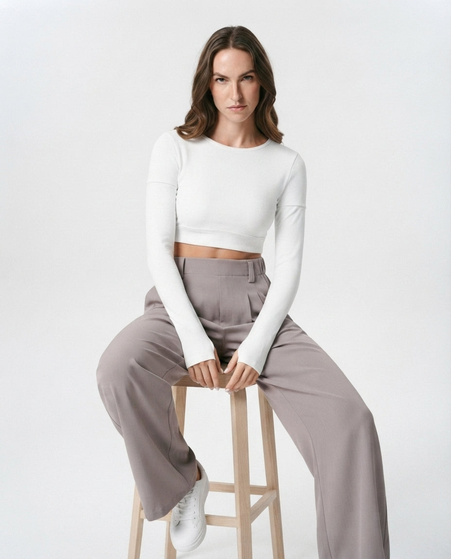 High Waisted Wide Leg Trousers