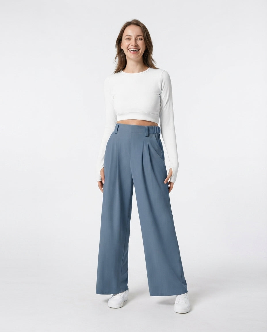 High Waisted Wide Leg Trousers