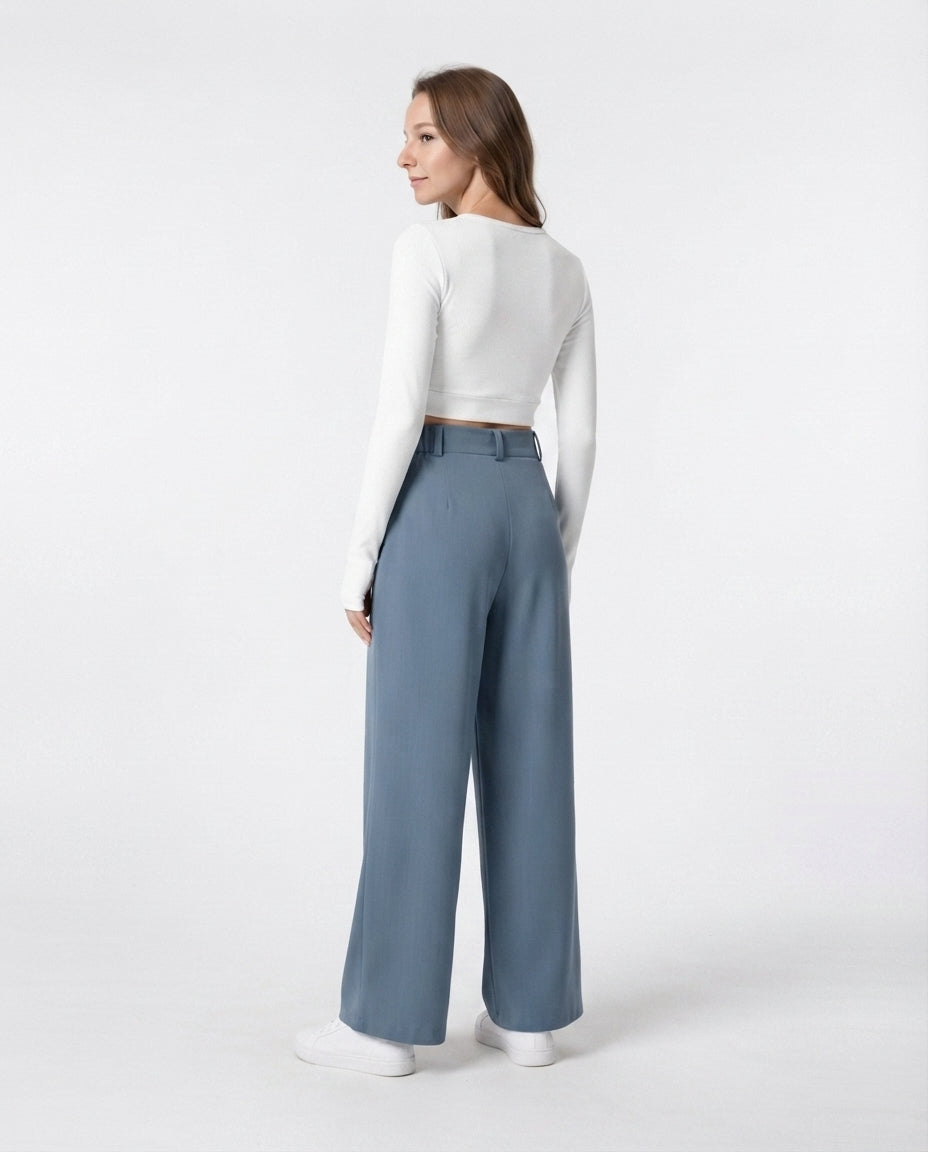 High Waisted Wide Leg Trousers
