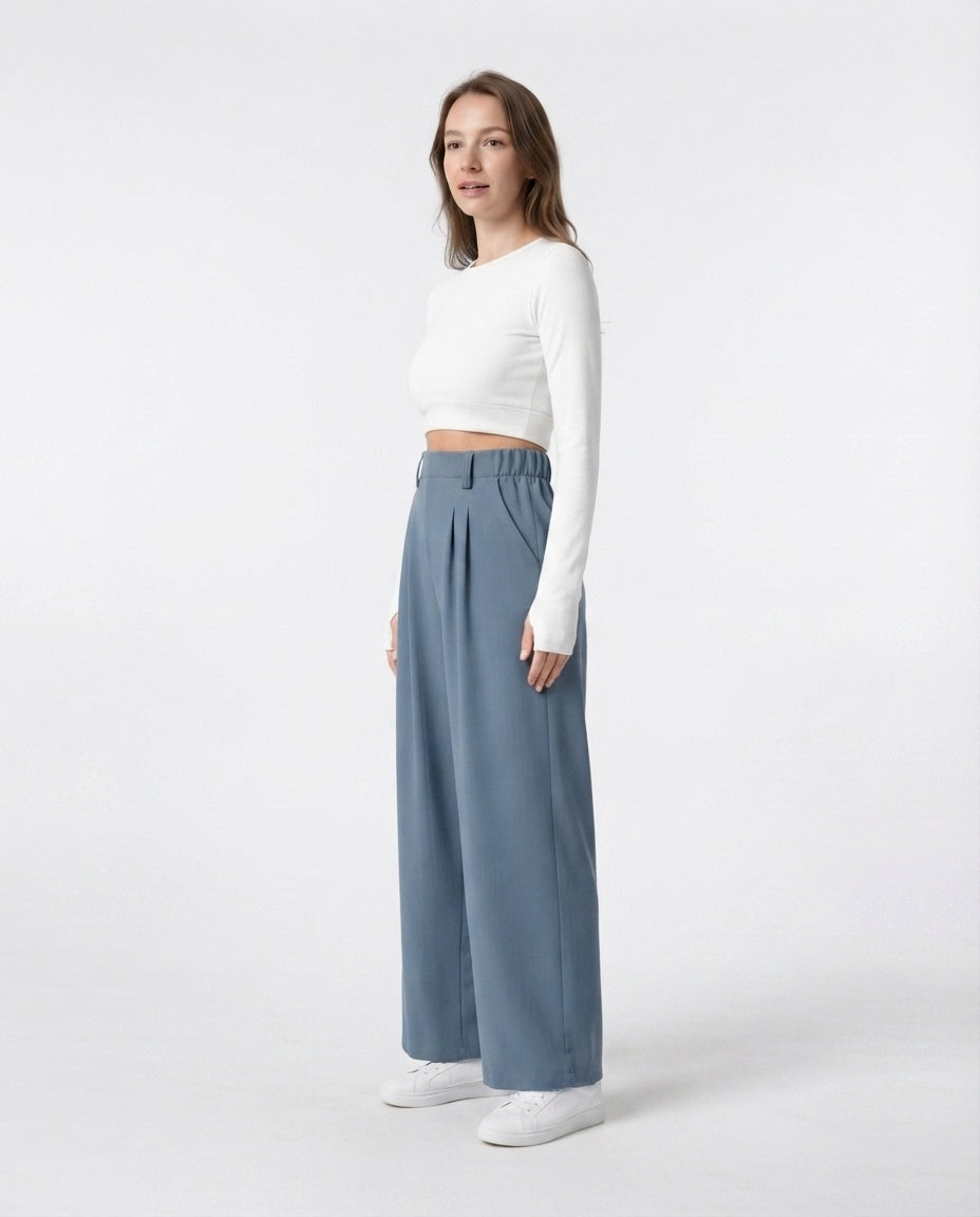 High Waisted Wide Leg Trousers