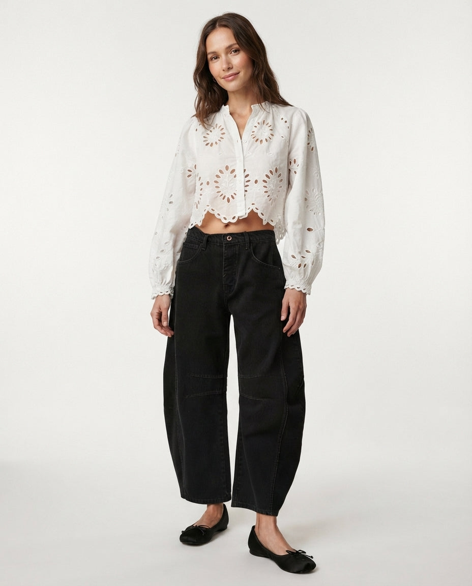 Relaxed Fit Barrel Leg Jeans