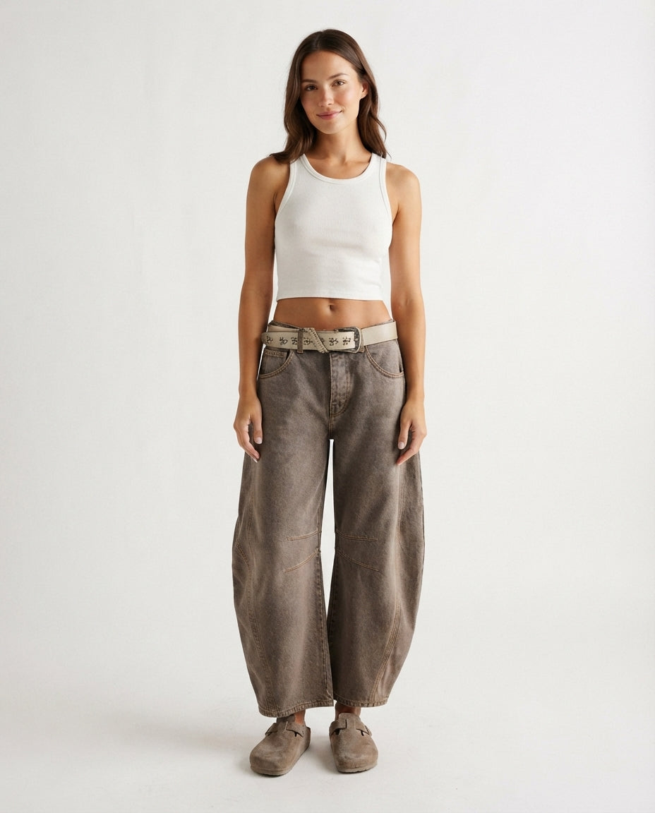 Relaxed Fit Barrel Leg Jeans