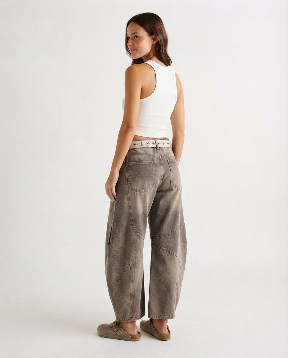 Relaxed Fit Barrel Leg Jeans
