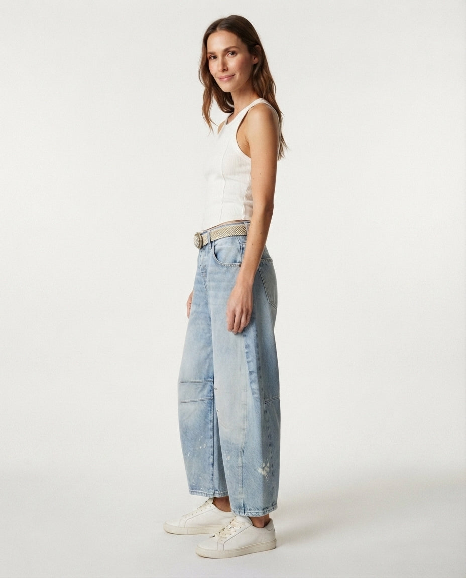 Relaxed Fit Barrel Leg Jeans