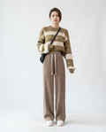Ribbed Knit Wide Leg Trousers