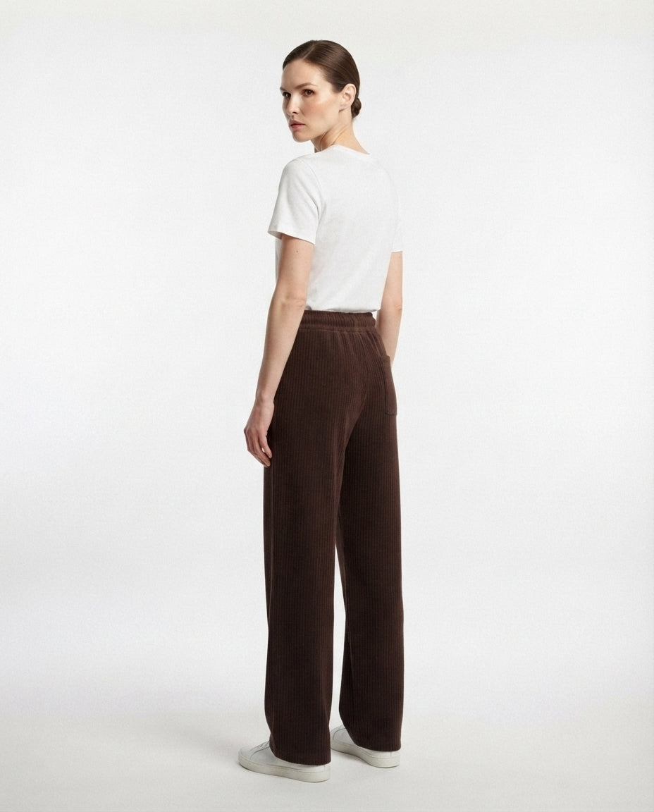 Ribbed Knit Wide Leg Trousers