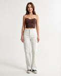 High Waisted Cargo Denim Trousers