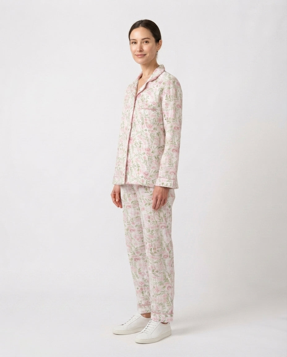 Floral Print Button Down Lounge Set