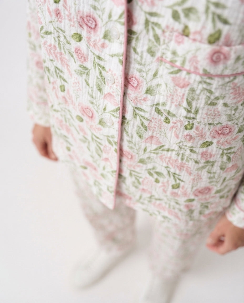 Floral Print Button Down Lounge Set