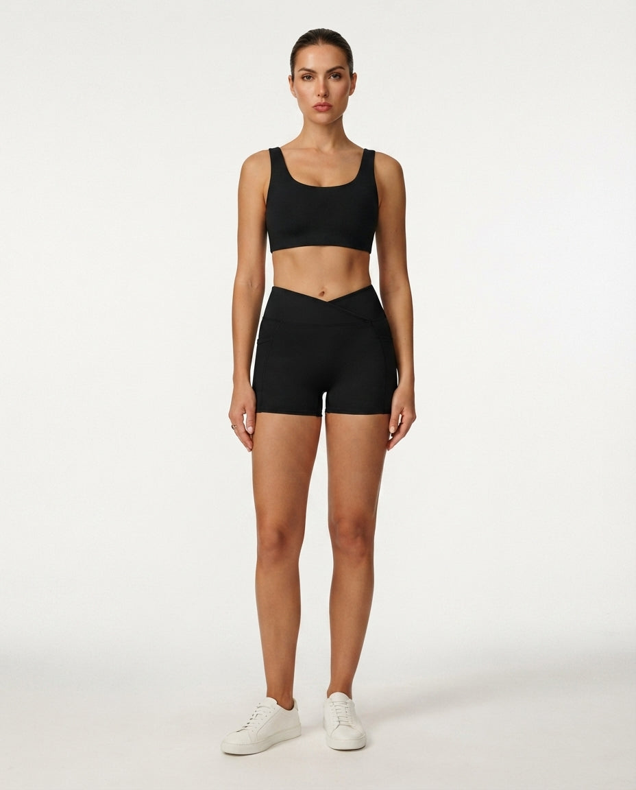 Crossover Waist Active Shorts