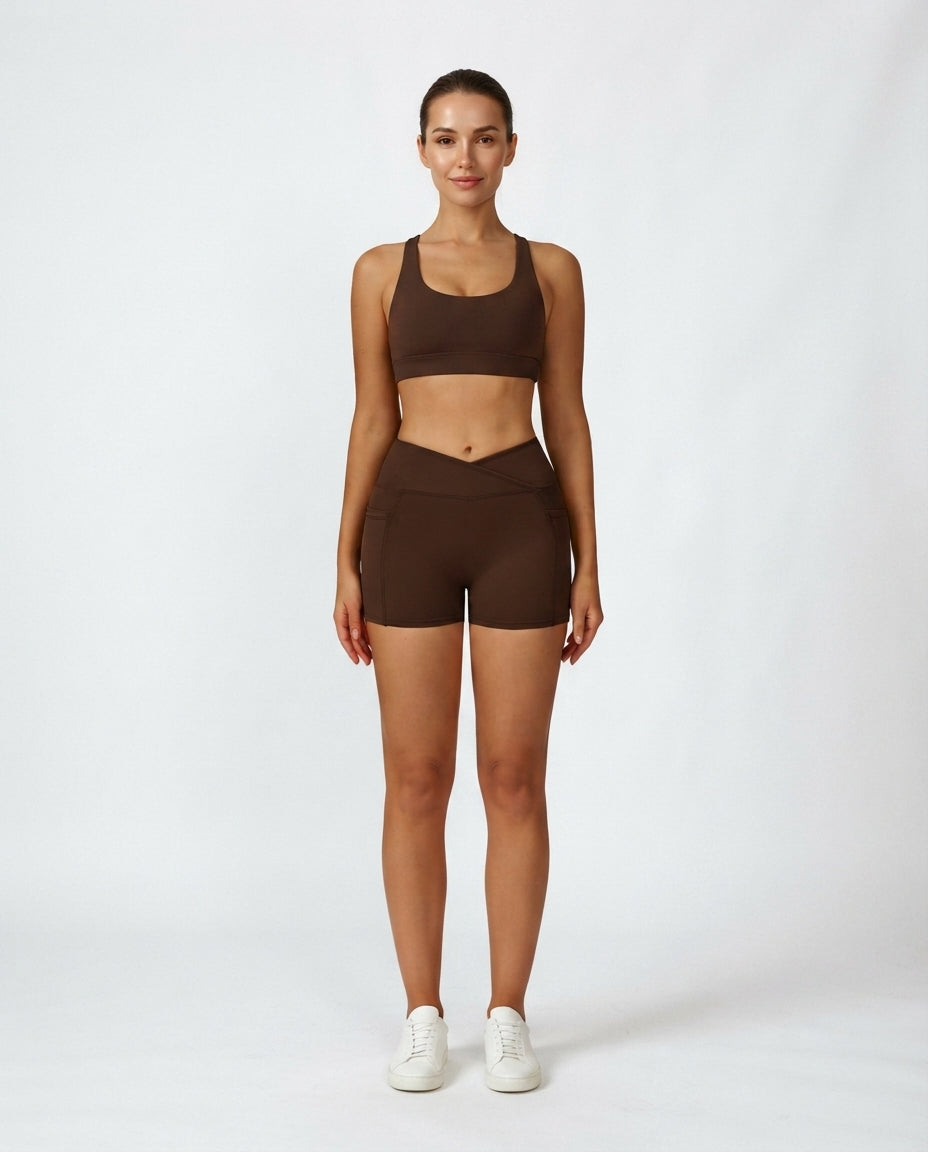 Crossover Waist Active Shorts